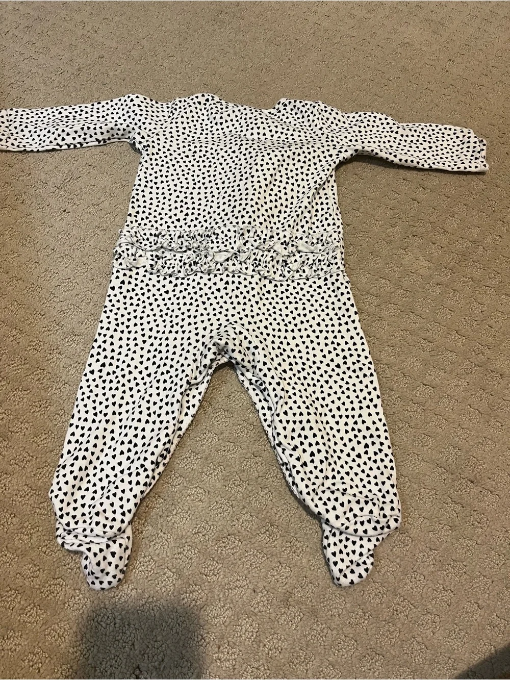 Carter's White Footed One-Piece with Black Heart Print
